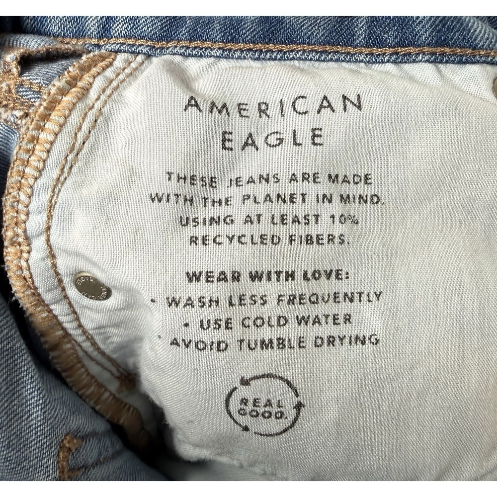 American Eagle Ripped Mom Jeans Size 0 NWOT Comfort Stretch Waistband Distressed - Picture 12 of 12